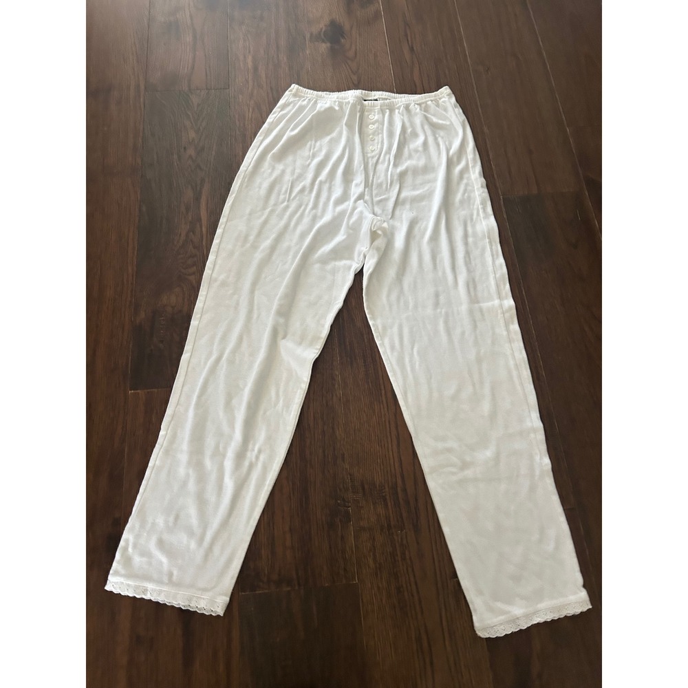 Xhilaration White Cotton Pajama Pants Lace Trim Button L coquette Y2K